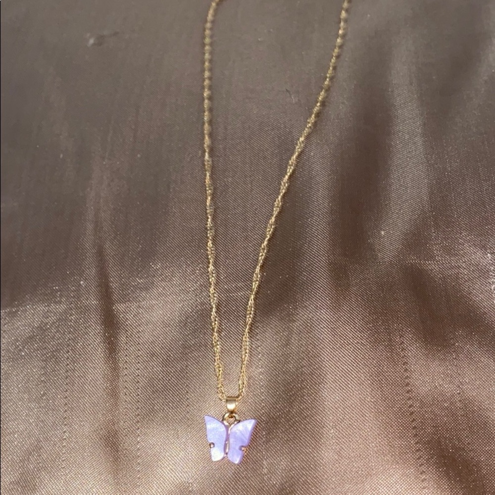 Purple butterfly necklace